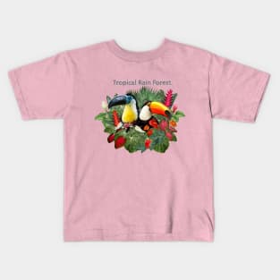 Amazon plants and toucan birds. Kids T-Shirt